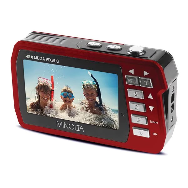 48.0-Megapixel Waterproof Digital Camera (Red), Minolta, Mfr#: MN40WP-R